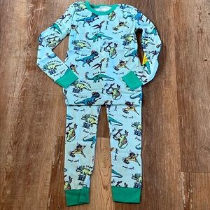 New FISH STIX By Stitch Fix Green Dinosaur 2 Piece Pajama Set size 10